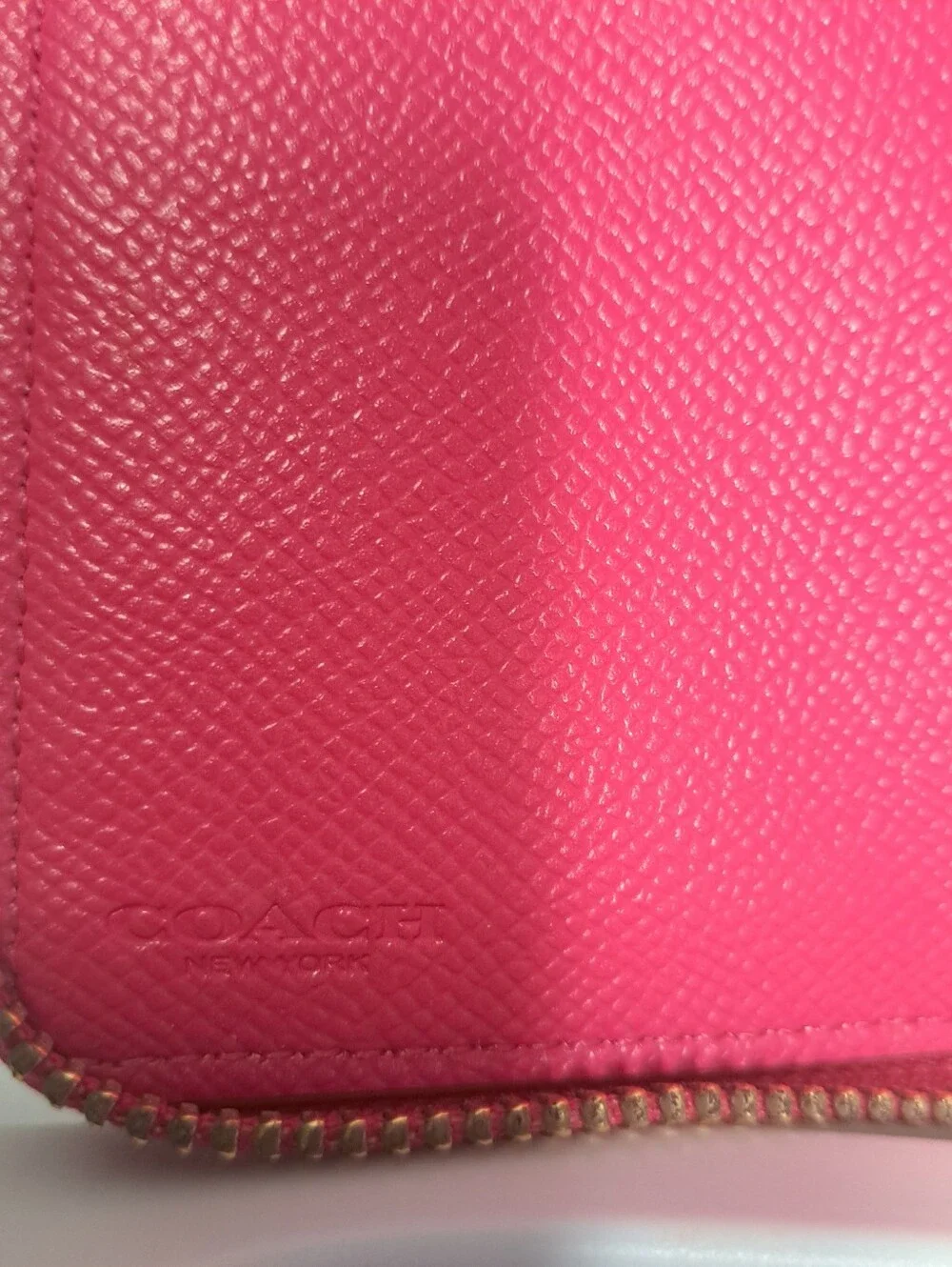 Coach Pebbled Leather Zip Around Wallet Pink NWOT